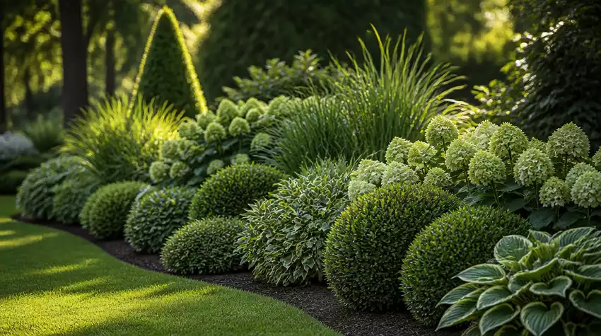 Textured Borders with Elegant Shrubs