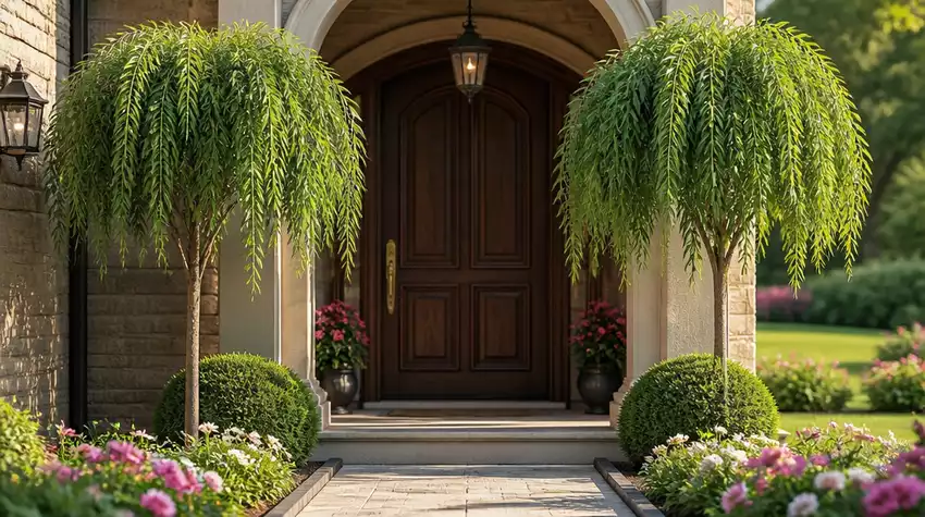 Framing Entrances with Decorative Trees