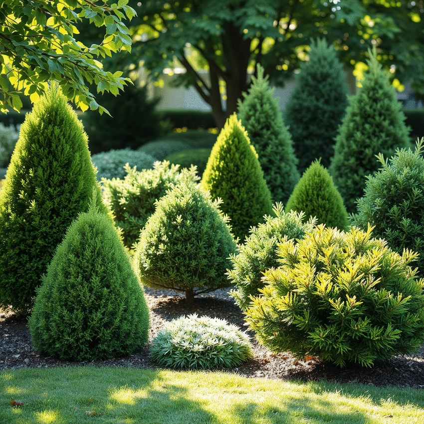 designing a landscape with evergreen ornamental shrubs